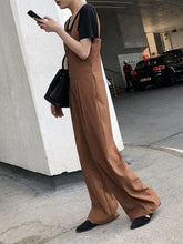 Coffee Straps Long Pants Jumpsuits